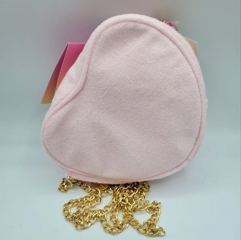 Stoney Clover Terrycloth Heart Crossbody Bag Purse Light Pink